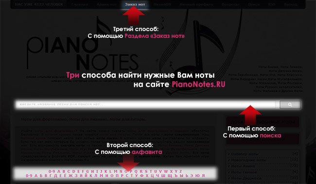 3 способа: Как найти нужные Вам ноты на сайте PianoNotes.RU?